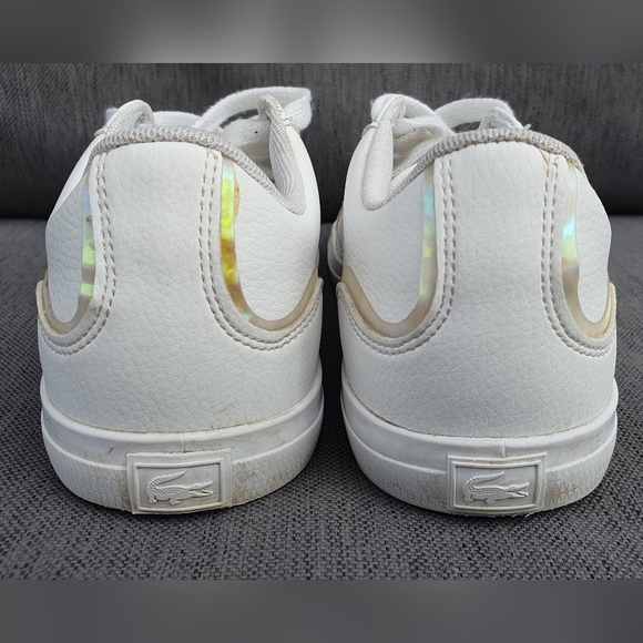 Lacoste Girls White Trainers Pink Detailing Vgc uk1 summer Sneakers - Picture 11 of 16